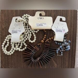 3 Cato’s Glass Stone & Wooden Necklaces